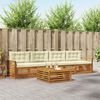 vidaXL Conjunto de sof&aacute;s de exterior con coj&iacute;n 5 pcs Natural y Crema