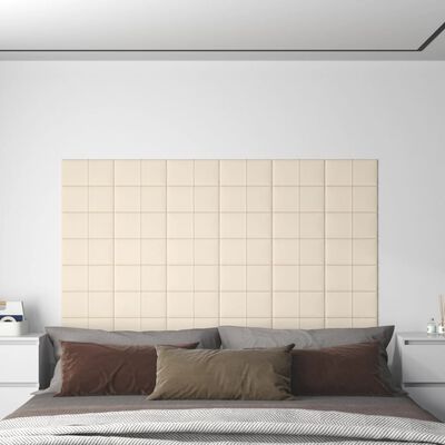vidaXL Paneles de pared 12 uds terciopelo crema 30x15 cm 0,54 m²