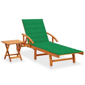 vidaXL Tumbona de jard&iacute;n con mesa y coj&iacute;n madera maciza de acacia