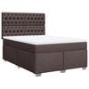 vidaXL Cama box spring con colch&oacute;n tela marr&oacute;n oscuro 140x190 cm