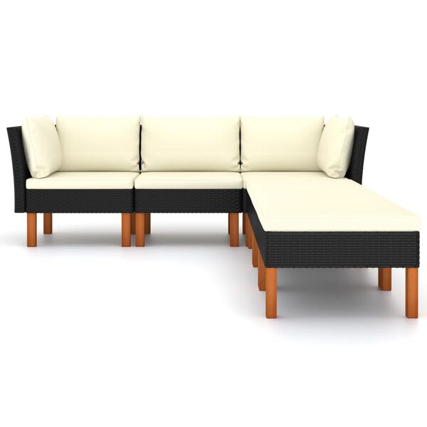 vidaXL Set de muebles de jard&iacute;n 6 pzas y cojines rat&aacute;n sint&eacute;tico negro