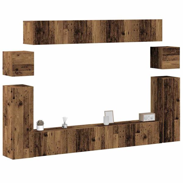 vidaXL Conjunto de mueble de TV 8 piezas montado la pared madera vieja