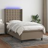 vidaXL Cama box spring colch&oacute;n y luces LED gris taupe 80x200 cm