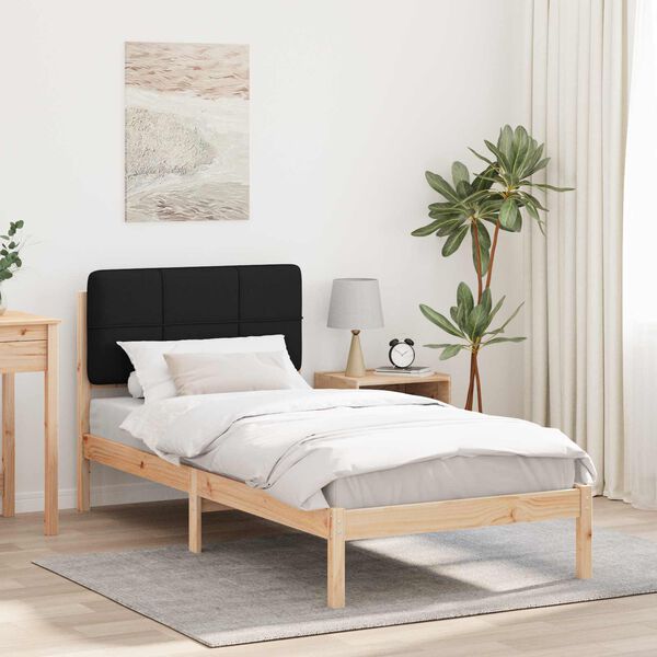 vidaXL Estructura de Cama con Cabecera Tapizada Negro 90 x 190 cm