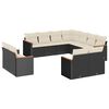 vidaXL Set de sof&aacute;s de jard&iacute;n 11 pzas y cojines rat&aacute;n sint&eacute;tico negro