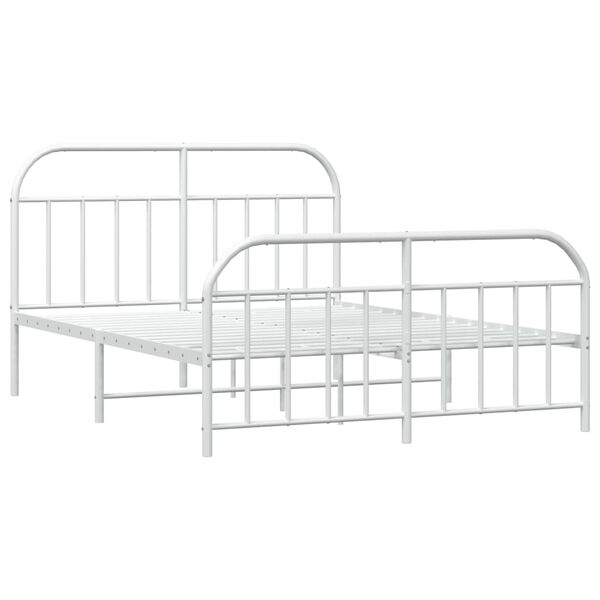 vidaXL Estructura cama sin colch&oacute;n con estribo metal blanco 140x200 cm