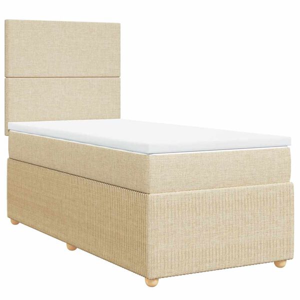 vidaXL Cama box spring con colch&oacute;n tela color crema 80x200 cm