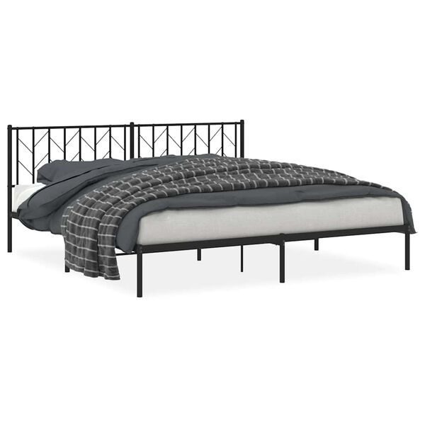 vidaXL Estructura cama sin colch&oacute;n con cabecero metal negro 193x203 cm
