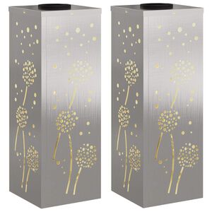 vidaXL Luz de camino LED solar 2 pcs Acero inoxidable Acero inoxidable