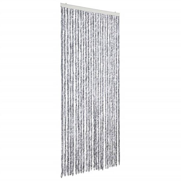 vidaXL Cortina mosquitera de chenilla blanca y gris 100x220 cm