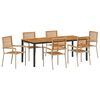 vidaXL Conjunto de Comedor de Jard&iacute;n 7 pcs Beige y Marr&oacute;n