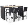 vidaXL Mesa y sillas bar jard&iacute;n 9 pzas rat&aacute;n sint&eacute;tico y madera negro