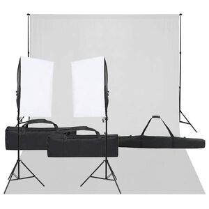 vidaXL Kit de estudio fotogr&aacute;fico con set de luces y fondo