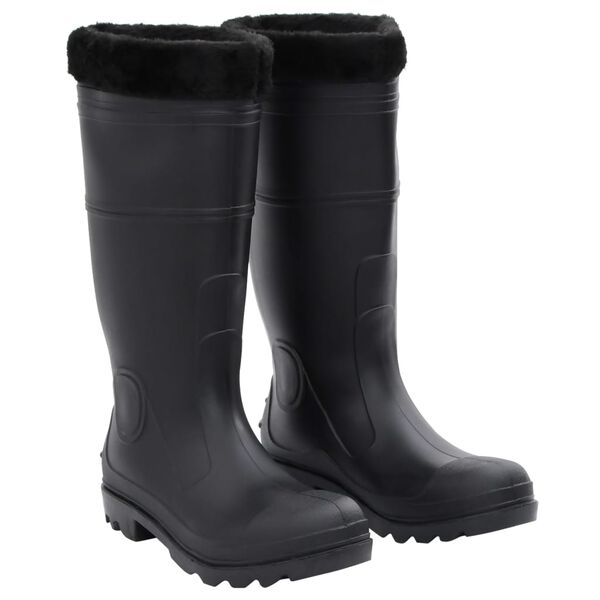 vidaXL Botas de agua con calcetines extra&iacute;bles negro n&uacute;mero 41 PVC