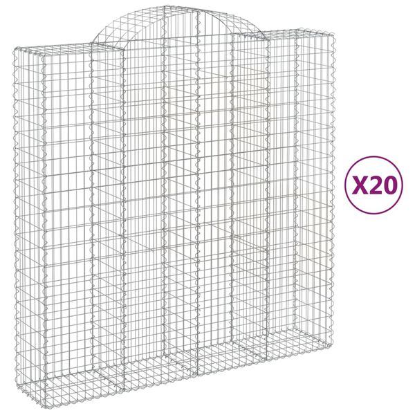 vidaXL Cestas de gaviones 20 uds forma de arco hierro 200x50x200/220cm
