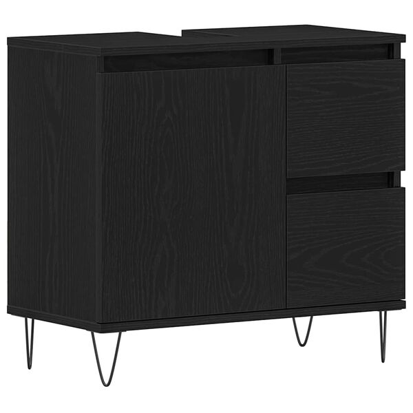 vidaXL Gabinete de Lavabo para Baño Roble Negro 65 x 33 x 60 cm