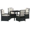 vidaXL Conjunto de Comedor de Jard&iacute;n 5 pcs Negro rat&aacute;n sint&eacute;tico