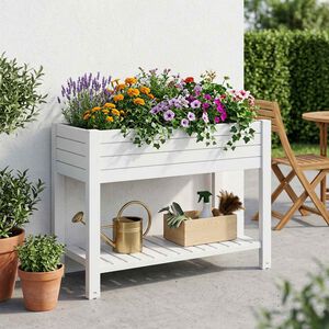 vidaXL Jardinera alta polipropileno blanco 110x45x79 cm