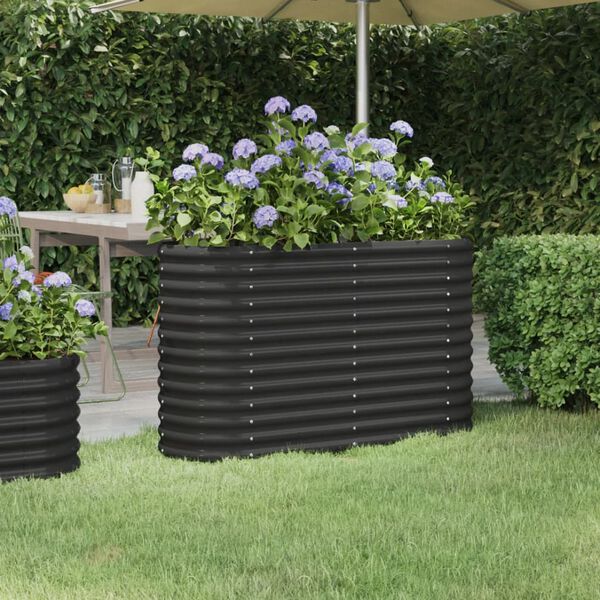 vidaXL Jardinera arriate acero galvanizado antracita 114x40x68 cm