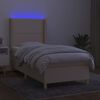 vidaXL Cama box spring colch&oacute;n y luces LED tela crema 80x200 cm