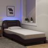 vidaXL Estructura de cama con LED sin colch&oacute;n Hvar tela marr&oacute;n oscuro 90x200cm