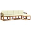 vidaXL Conjunto de sof&aacute;s de exterior con coj&iacute;n 5 pcs Natural y Crema