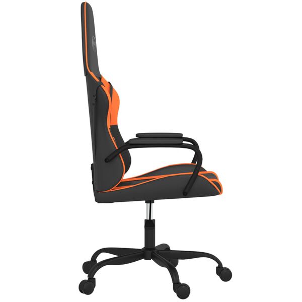 vidaXL Silla gaming cuero sintético negro y naranja