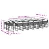 vidaXL Set comedor de jard&iacute;n 17 pzas y cojines rat&aacute;n sint&eacute;tico gris
