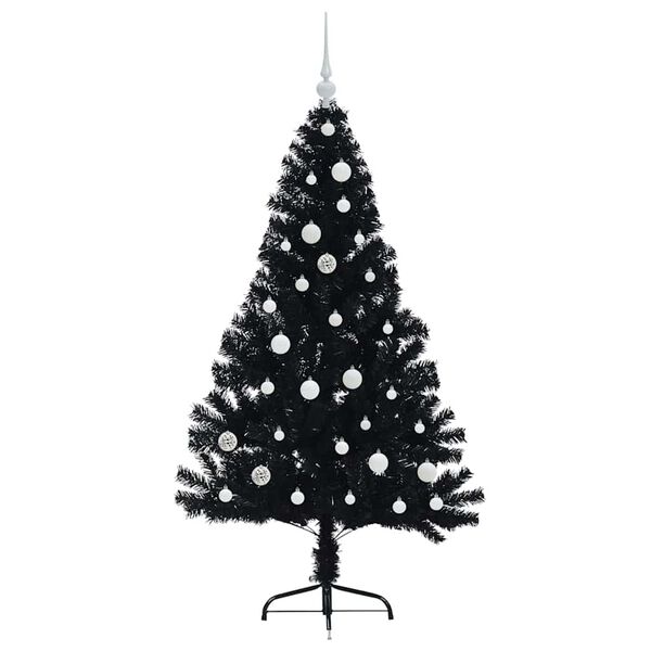 vidaXL &Aacute;rbol de Navidad Artificial Preiluminado Negro 150 cm PVC