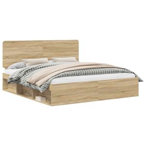 vidaXL Estructura de cama Sonoma 200 x 200 cm Madera de pino macizo