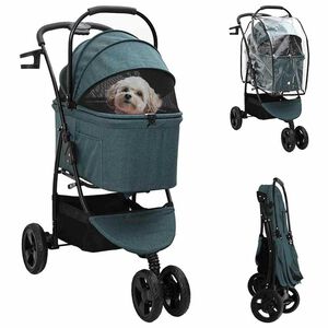 vidaXL Carrito Plegable para Mascotas Ajustable Verde 78 x 54 x 101 cm