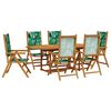 vidaXL Set de comedor jardín 7 pzas tela madera maciza estampado hojas