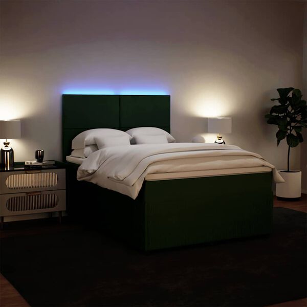 vidaXL Cama box spring con colch&oacute;n terciopelo verde oscuro 140x200 cm