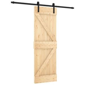 vidaXL Puerta corredera con herrajes madera maciza de pino 70x210 cm