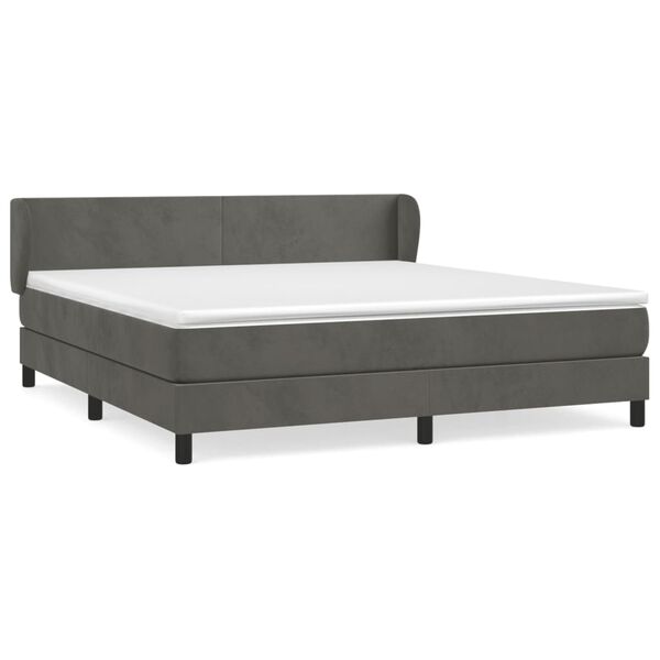 vidaXL Cama box spring con colch&oacute;n terciopelo gris oscuro 160x200 cm
