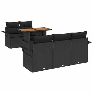 vidaXL Conjunto de sof&aacute;s de jard&iacute;n 6 uds. Negro rat&aacute;n sint&eacute;tico