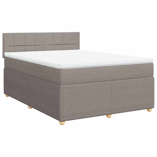 vidaXL Cama box spring con colch&oacute;n tela gris taupe 160x200 cm