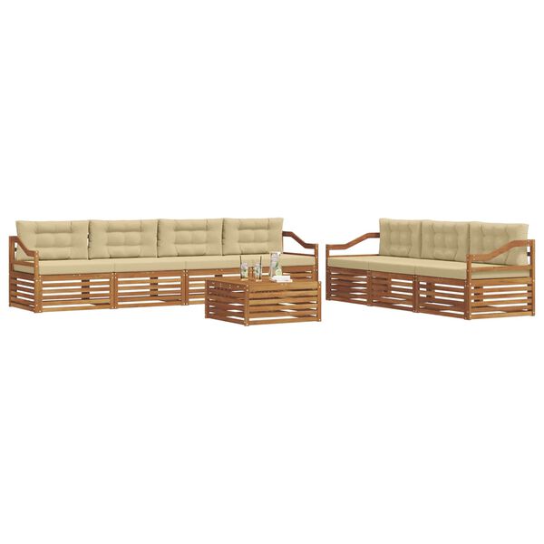 vidaXL Conjunto de sof&aacute;s de exterior con coj&iacute;n 8 pcs Natural y Beige