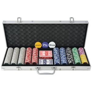 vidaXL Juego de P&oacute;ker con 500 fichas l&aacute;ser malet&iacute;n de aluminio
