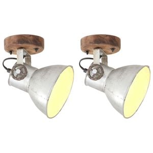 vidaXL L&aacute;mparas de pared/techo industrial 2 uds plateada 20x25 cm E27