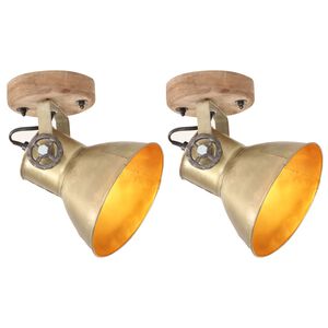 vidaXL L&aacute;mparas de pared/techo industrial 2 uds lat&oacute;n 20x25 cm E27