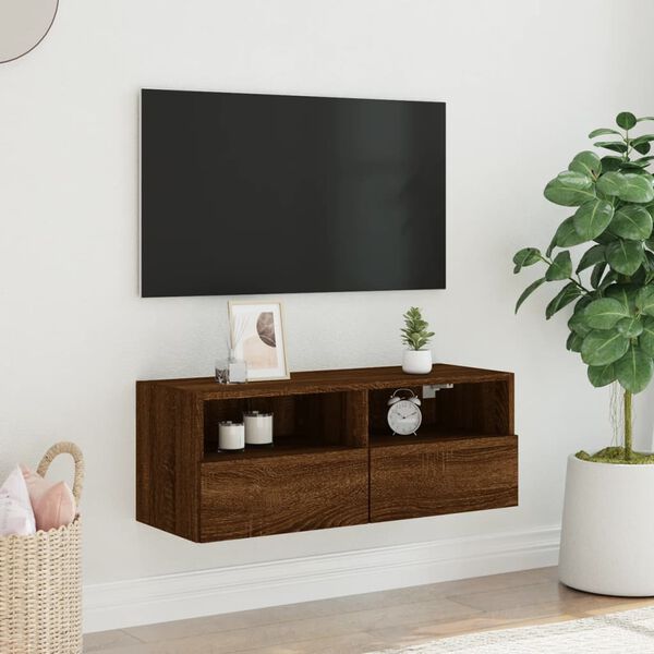 vidaXL Mueble de pared TV madera ingenier&iacute;a marr&oacute;n roble 80x30x30 cm