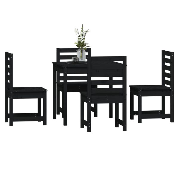 vidaXL Juego de comedor de jard&iacute;n 5 piezas madera maciza pino negro