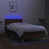 vidaXL Cama box spring con colch&oacute;n LED tela marr&oacute;n oscuro 80x200 cm