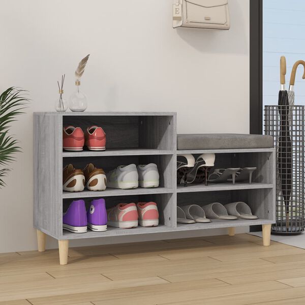 vidaXL Mueble zapatero madera contrachapada gris Sonoma 102x36x60 cm