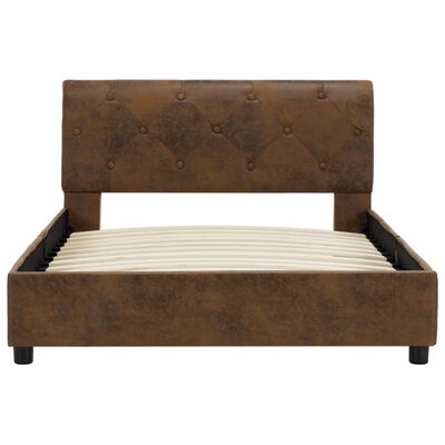 vidaXL Estructura de cama de piel de ante artificial marrón 100x200 cm