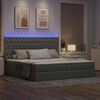 vidaXL Cama con almacenamiento y LED Gris Claro 200 x 200 cm Poli&eacute;ster