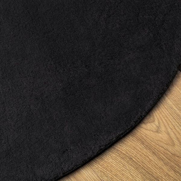 vidaXL Alfombra de pelo corto suave lavable HUARTE negro &Oslash; 100 cm