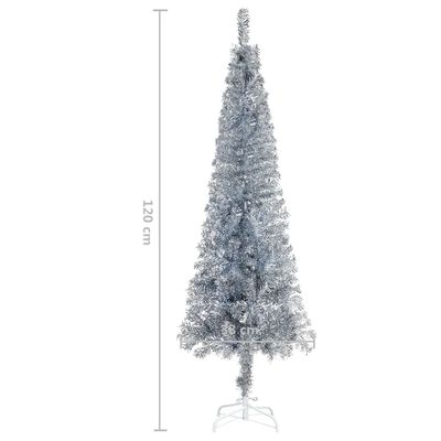 vidaXL Árbol de Navidad delgado plateado 120 cm