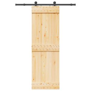 vidaXL Puerta corredera con herrajes madera maciza de pino 70x210 cm